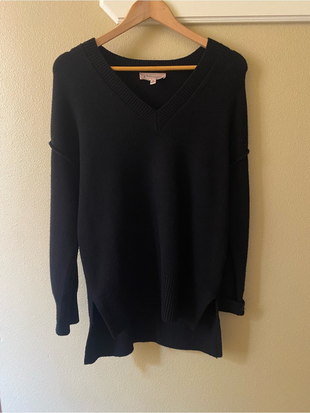 Philosophy Black V-Neck Relaxed Knit Sweater
